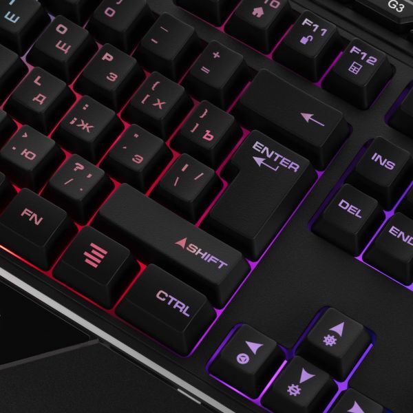 2E GAMING Membrane keyboard KG315 110key, USB-A, EN/RU, RGB, black