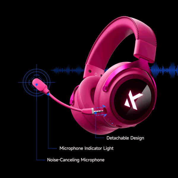 Headset MCHOSE X9, USB-A/WL/BT, Rose Red