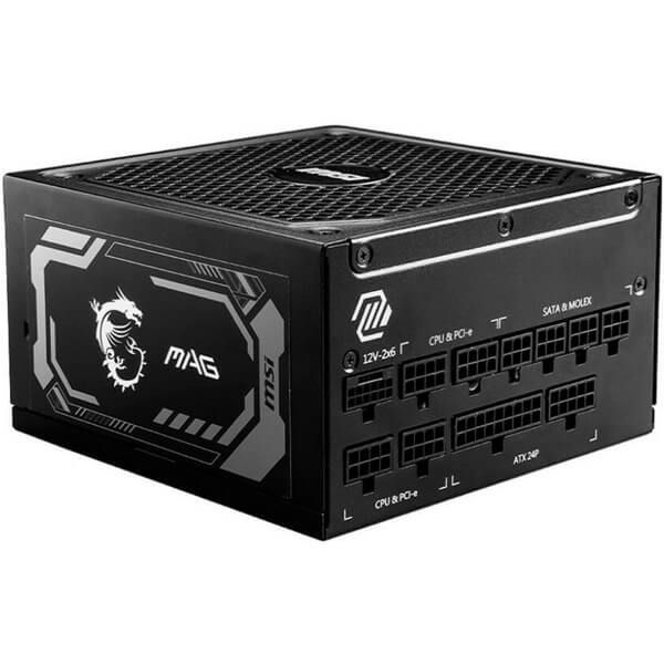 MSI PSU MAG A1000GL PCIE5 90%, 80 PLUS Gold, 135mm, 1xMB 24pin, 2xCPU(4+4 pin), 4xMolex, 12xSATA, 4xPCIe 8pin(6+2), 1xPCIe GEN5 16pin, Fully Modular