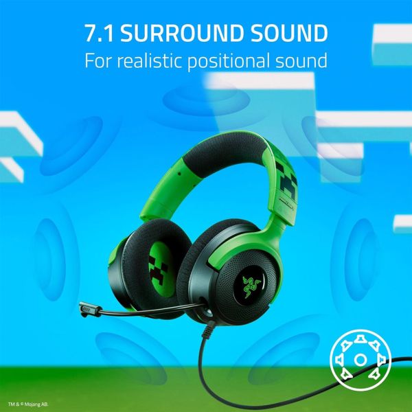 Razer Headset Kraken V4 X, 7.1, USB-A, 1.8m, RGB, Minecraft Ed.