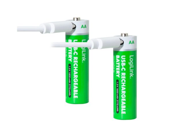 Item: Logilink LR6RCB2 AA 1.5 V Li-Ion 1850mAh USB-C Rechargeable Batteries 2pcs