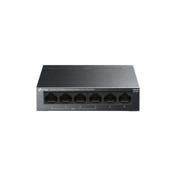 LS106P, TPLINK, Switch, 6-Port 10/100Mbps Desktop Switch with 4-Port 802.3at PoE+, 65W.