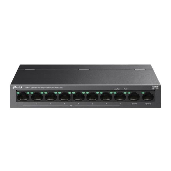 LS110P, TPLINK, Switch, 10-Port 10/100Mbps Desktop Switch with 8-Port 802.3at PoE+, 96W.