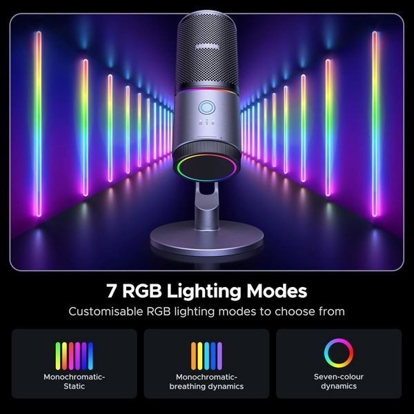 Microphone UGREEN CM769 (35629), Microphone for PC, RGB, USB, 3.5mm, Black