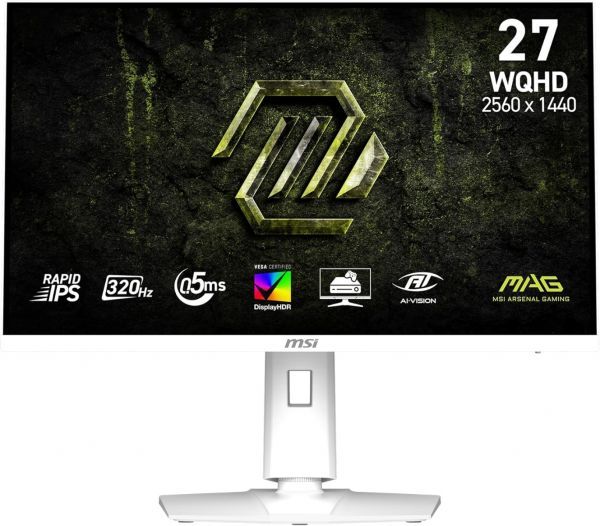 MSI Monitor 27" MAG 274QRFW-X32 2xHDMI, DP, Audio, IPS, 2560x1440, 320Hz, 0.5ms, sRGB 129%, FreeSync, Pivot, HDR400, white