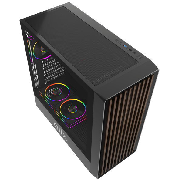 Case ALLX AX-G2147, Computer Case, EATX, ATX, MATX, ITX, USB 3.0, USB, HD Audio, Black/Brown