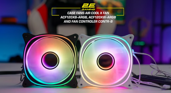 2E GAMING Case Fan Air Cool X Fan ACF120XB-ARGB, 120mm, 1200rpm, 3pin, 3pin +5VARGB, 20,4dBa, black