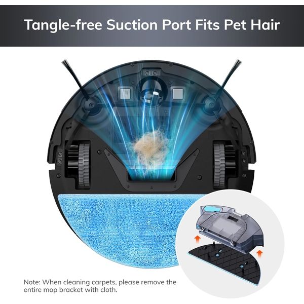 Robot Vacuum Cleaner with Dry and Wet Cleaning Ilife V9 Pro, 3000Pa, Gyroscope Navigation, Self-Empty Robotic Vacuum Cleaner With APP Control, Black