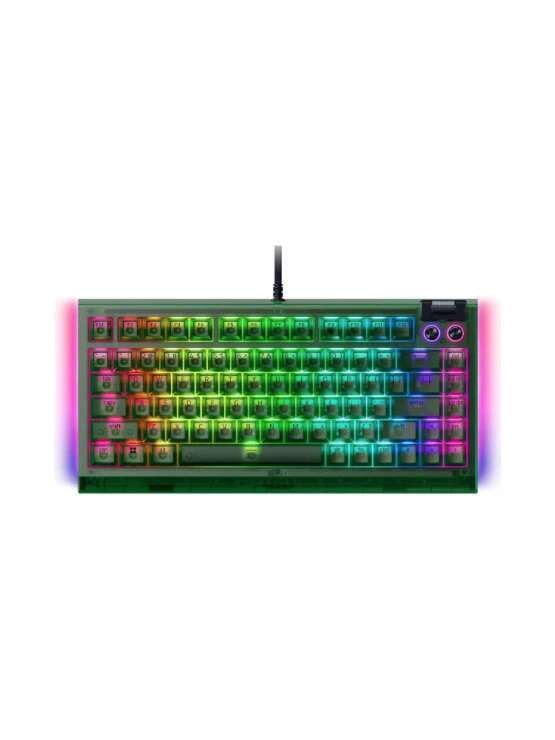 Razer Keyboard BlackWidow V4 75%, 83key, Mechanical Tactile Switch GEN-3, USB-A, EN, RGB, Phantom Green Ed.