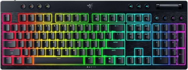Razer Keyboard mechanical BlackWidow V4 Low-profile HyperSpeed, 104key, Orange Switch, USB-A/WL/BT, EN, RGB, black