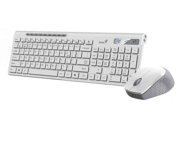 SlimStar 8230, GENIUS, Keyboard, Wireless BT keyboard and mouse combo-Dual mode with Bluetooth and 2.4Ghz WHITE.