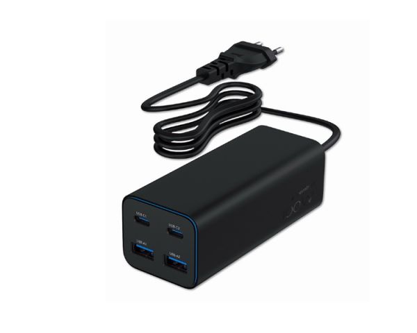 Charger: Gembird TA-UC-2A2C-PD100-01-BK 4-port 100W GaN USB PowerDelivery fast charger Black