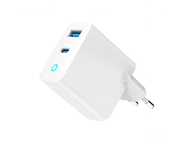 Charger: Gembird TA-UC-PDQC30L-W-01 2-port 30W GaN USB Fast Charger LED White
