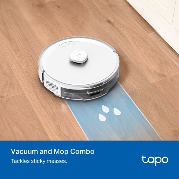 Tapo RV30 Max White, TPLINK, Robot Vacuum Cleaner, Vacuum &amp; Mop 2-in-1, 5300Pa, 2600mAh Battery, 250ml Dustbin, 300ml Water