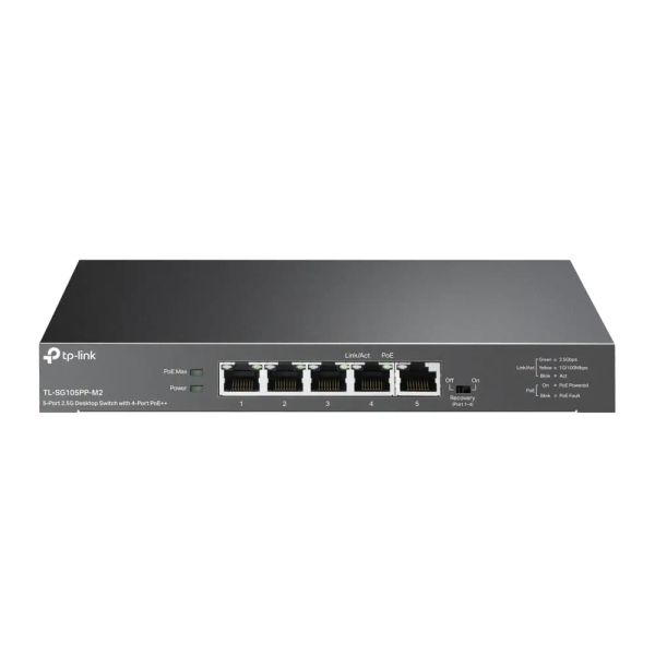 TL-SG105PP-M2, TPLINK, Switch, 5-Port 2.5G Desktop Switch with 4-Port PoE++, 123W.