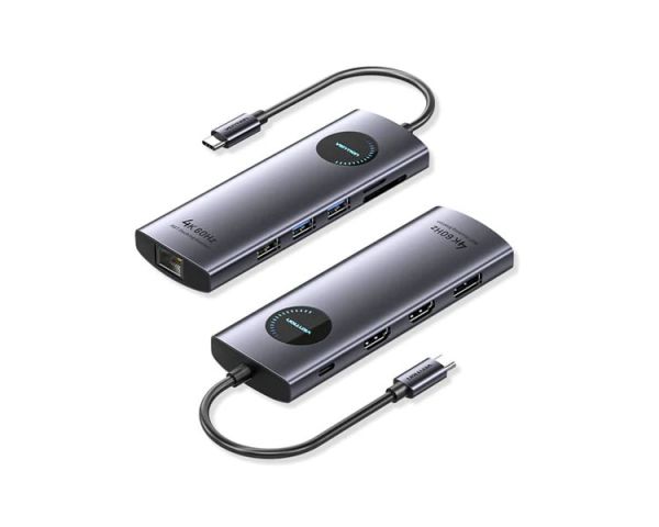 Docking station: Vention TQWHB 4K/60Hz 10-in-1 USB-C MST Docking Station 100W PD 0.15m Gray Aluminum