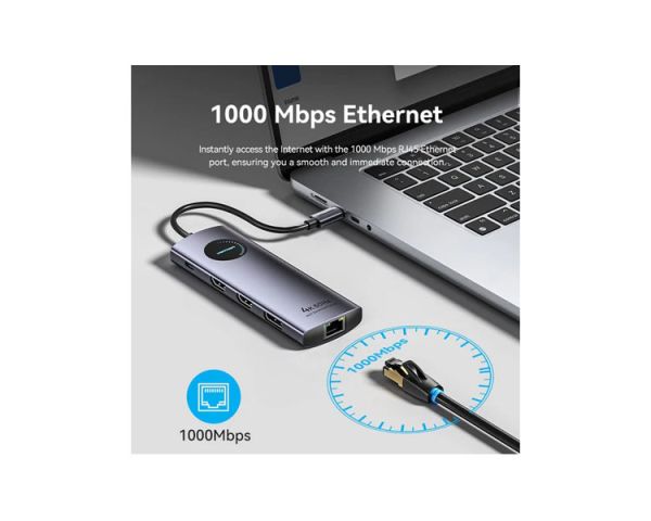 Docking station: Vention TQWHB 4K/60Hz 10-in-1 USB-C MST Docking Station 100W PD 0.15m Gray Aluminum
