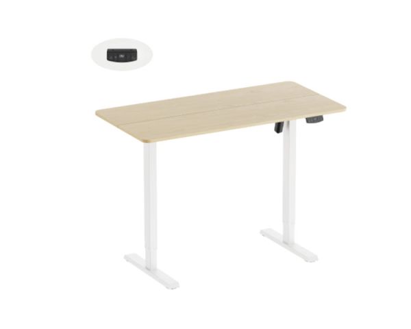 Desk: Vertex VX-1SSD-02NW Electric Sit-Stand Desk Natural Wood/White