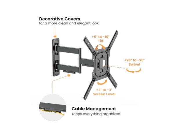 TV Mount: Vertex VX-TV-WM06 Full-Motion TV Wall Mount 23"-65"
