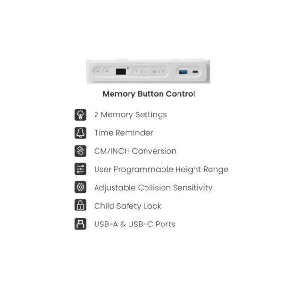 Desk: Vertex VX-1SSD-01NW Single Motor Sit-Stand Desk with Drawer & Memory Control