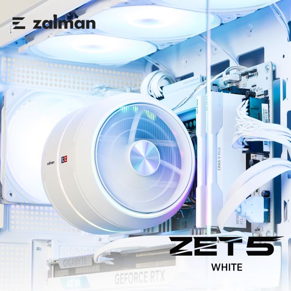 Zalman CPU cooler ZET5, ARGB LGA 1851, 1700, 1200, 115x, AM5, AM4,  4pin PWM, 3pin+5VARGB, TDP200W, white